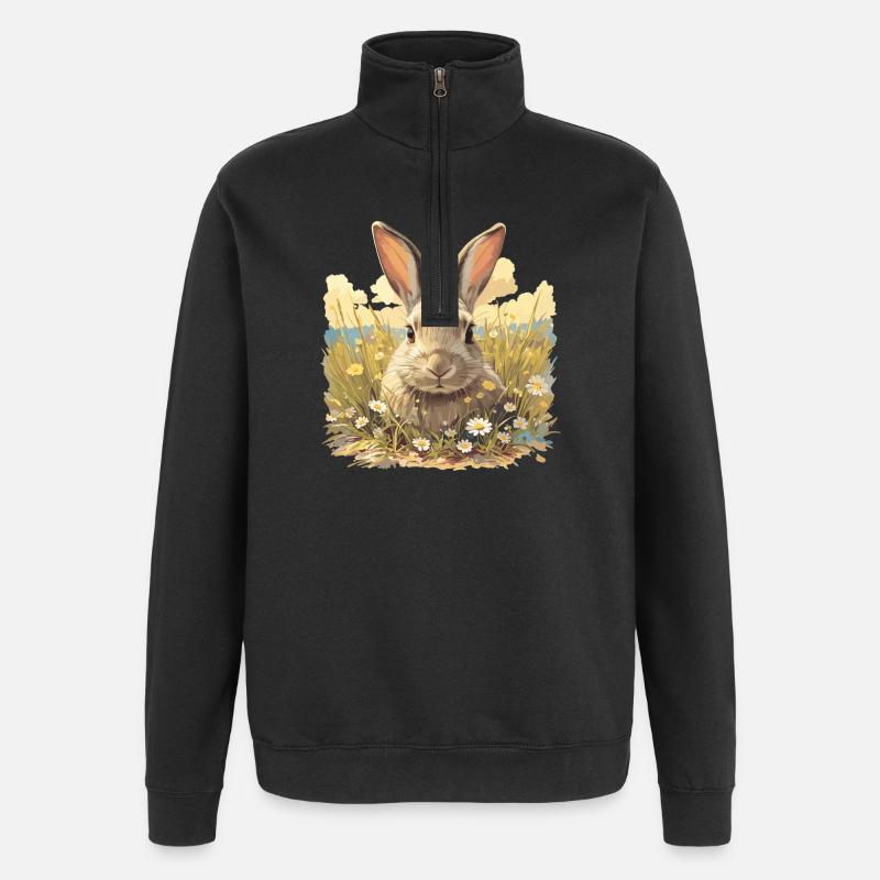 Hasen Hase - Quarter-Zip-Sweatshirt - Schwarz
