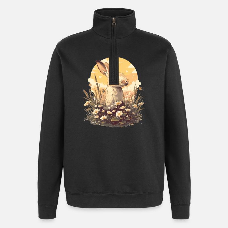 Hasen Hase - Quarter-Zip-Sweatshirt - Schwarz
