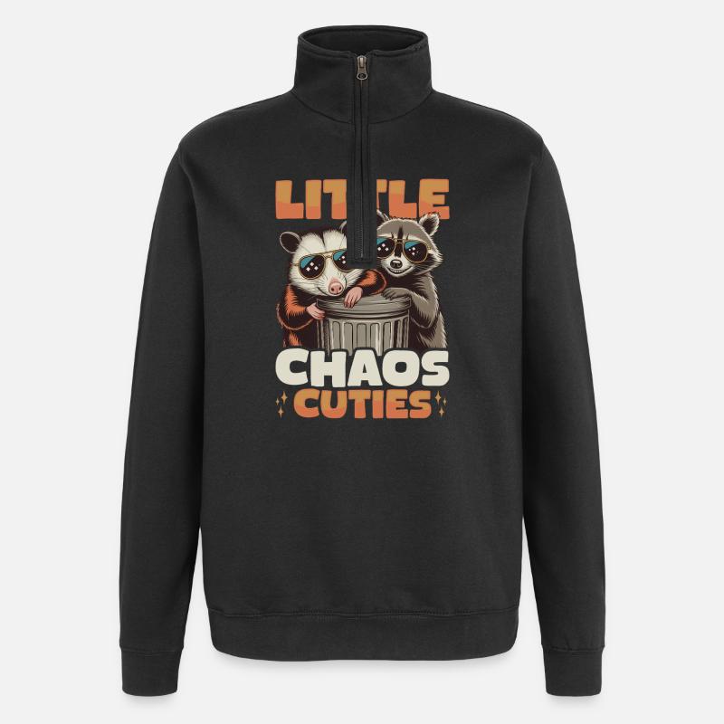 Opossum et raton laveur drôles - Sweat à zip 1/4 - noir