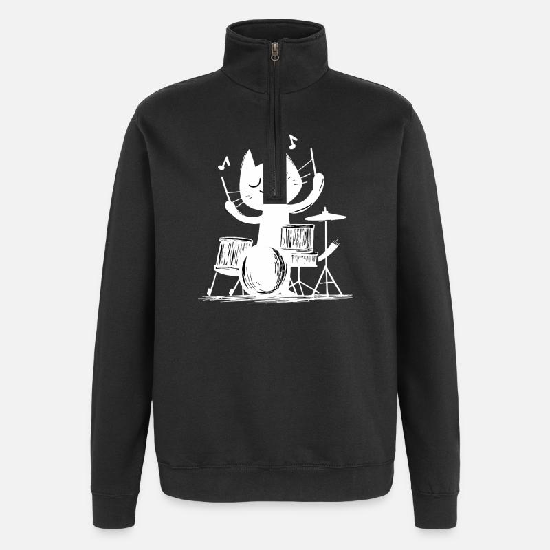 Cat Cat Music Batterie - Sweat à zip 1/4 - noir