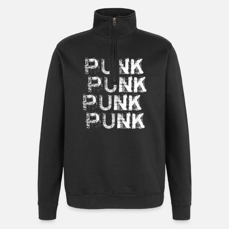 Logo répété du punk grunge - Sweat à zip 1/4 - noir