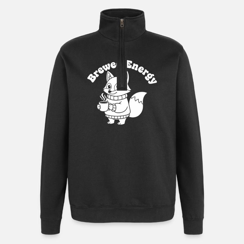 KaffeeFuchs Pullover Motiv - Quarter-Zip-Sweatshirt - Schwarz