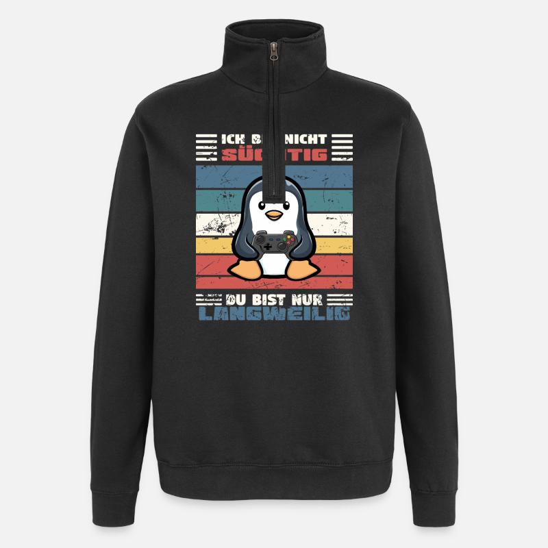 süchtiger zocker - Quarter-Zip-Sweatshirt - Schwarz