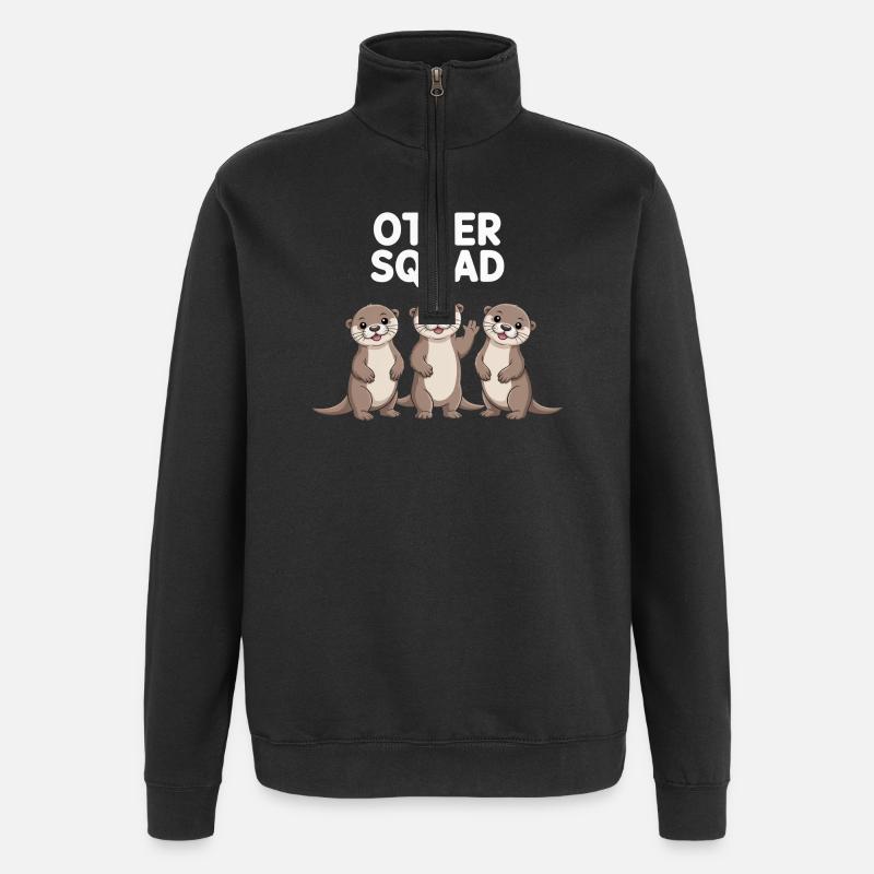 Otter Squad – Gruppen-Power - Quarter-Zip-Sweatshirt - Schwarz
