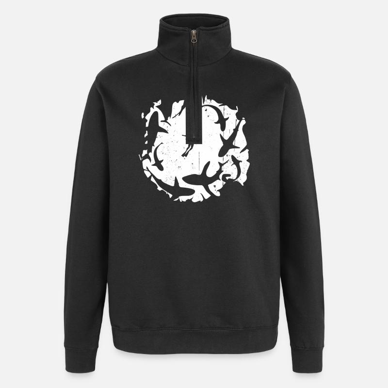 Plongeur en silhouette circulaire de requin - Sweat à zip 1/4 - noir