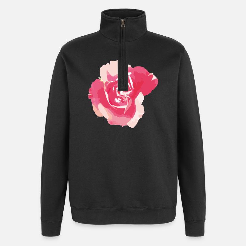 rose - Sweat à zip 1/4 - noir