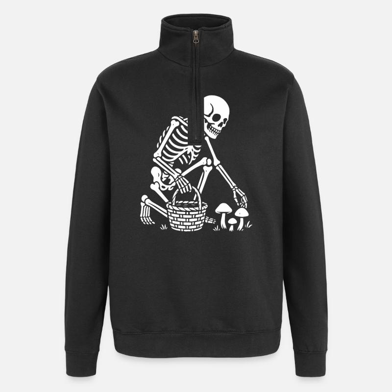Récolte de squelettes : Panier de champignons - Sweat à zip 1/4 - noir