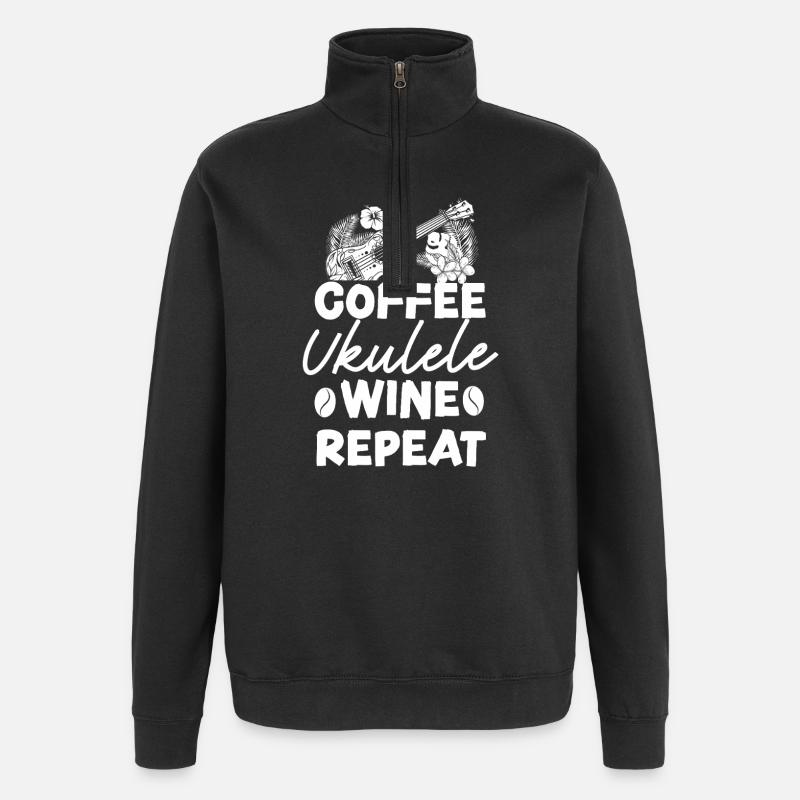 Hawaiian Ukulele Uke Coffee Wine - Quarter-Zip-Sweatshirt - Schwarz