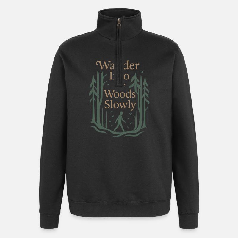Forest Walk Overthinker Mental Reset - Quarter-Zip Sweatshirt - black