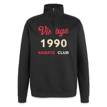 Vintage 1990 – Année de naissance rétro du Karate Club - Sweat à zip 1/4 - noir - Devant - AI Model Female 172 light (172cm) & AI Model Male 178 dark (178cm)