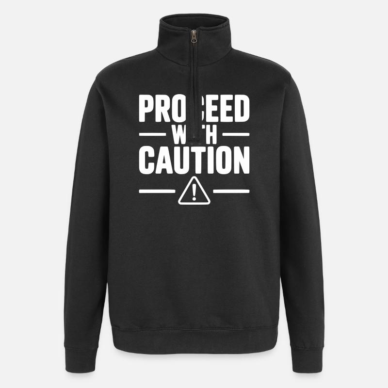 Proceed with Caution - Quarter-Zip Sweatshirt - black