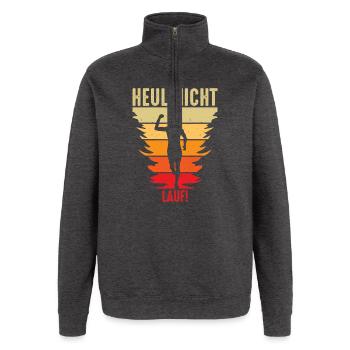 Jogging, Coureur Cadeau, Sport, Forme physique - Sweat à zip 1/4 - charbon - Devant - AI Model Female 172 light (172cm) & AI Model Male 178 dark (178cm)