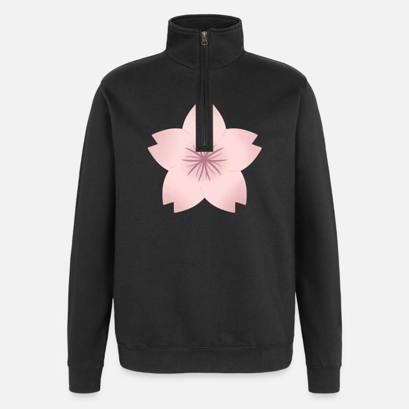 Blush Cherry Bloom - Quarter-Zip Sweatshirt - black