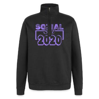 2020 - Quarter-Zip Sweatshirt - black - Front - AI Model Female 172 light (172cm) & AI Model Male 178 dark (178cm)