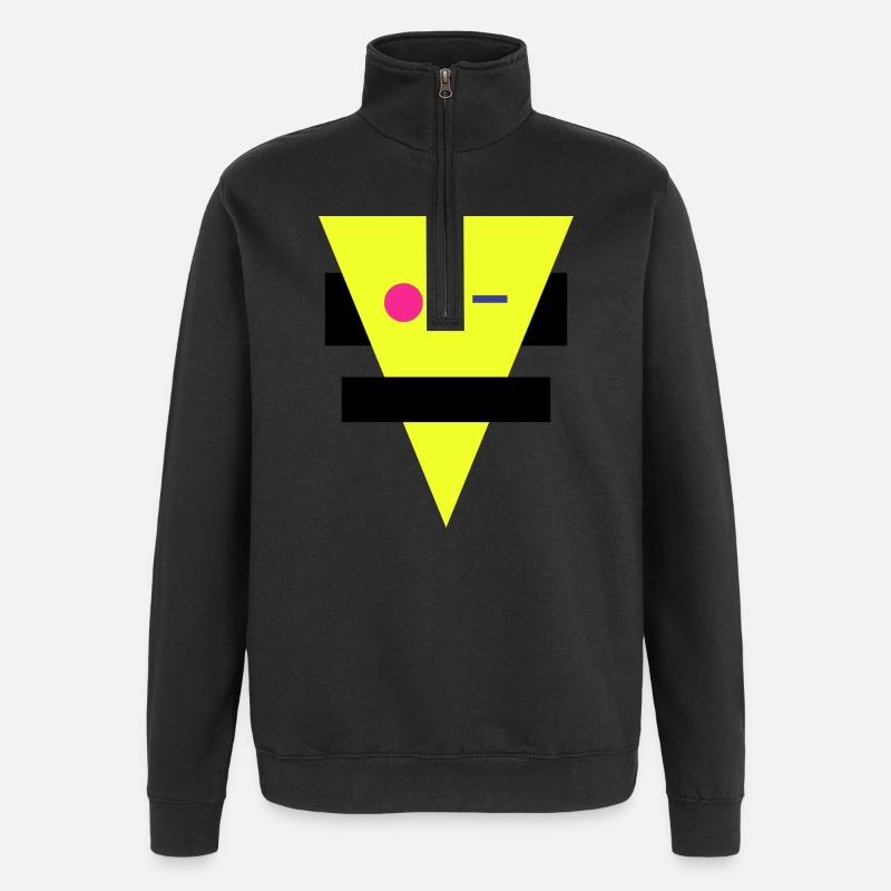 Neon Geometrische Silhouette - Quarter-Zip-Sweatshirt - Schwarz