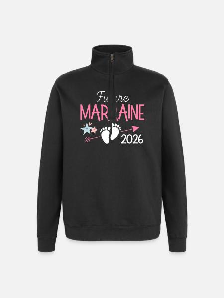 Future Marraine 2026 Annonce de Grossesse - Sweat à zip 1/4 - noir