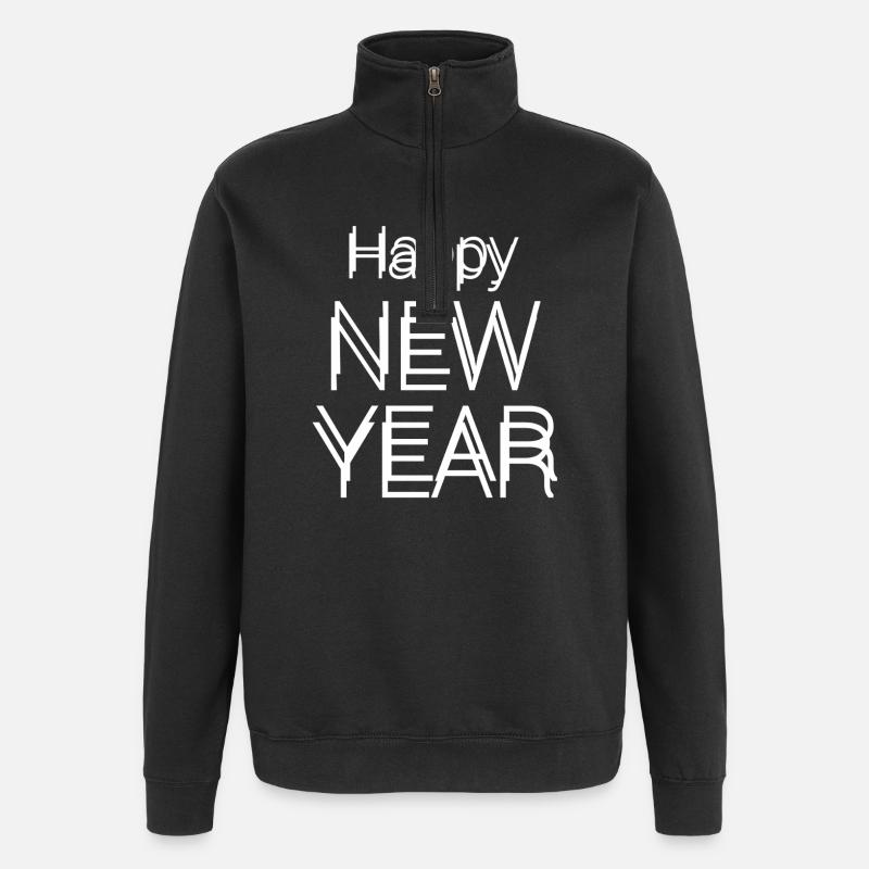 Texte du Bon Nouvel An - Sweat à zip 1/4 - noir