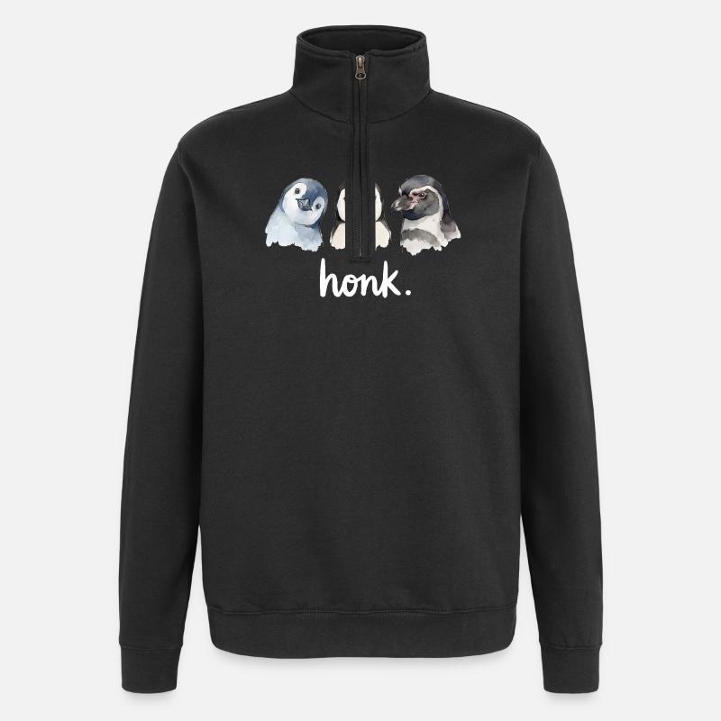 Lustiges Geschnatter von Pinguinen - Quarter-Zip-Sweatshirt - Schwarz