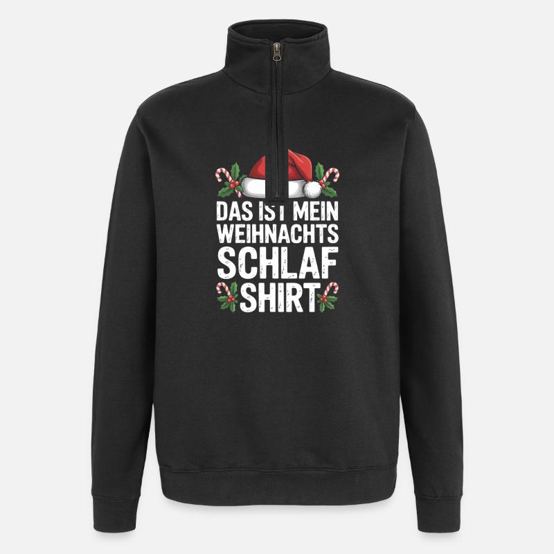 Weihnachts Schlaf Shirt Spruch - Quarter-Zip-Sweatshirt - Schwarz