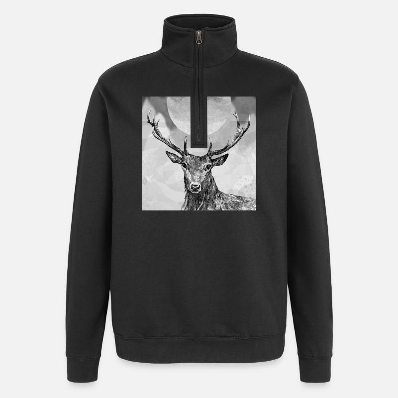 Cerf - Sweat à zip 1/4 - noir