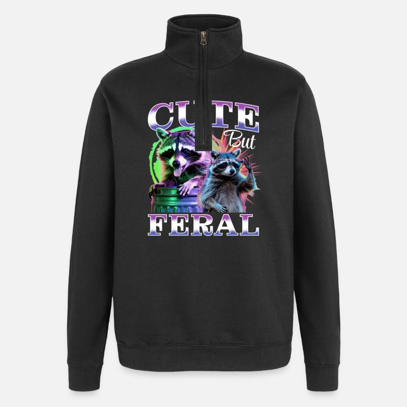 Drôle de raton laveur - Sweat à zip 1/4 - noir