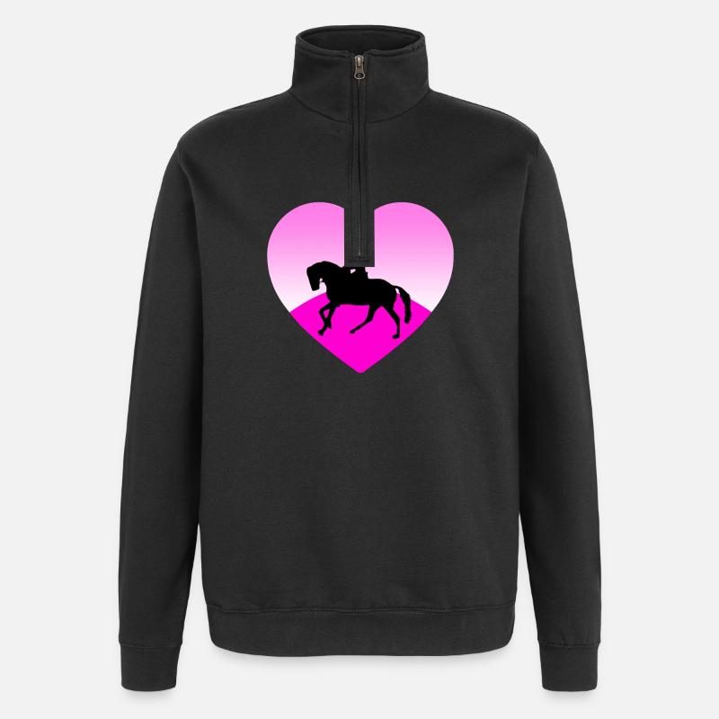 Chevaux - Sweat à zip 1/4 - noir