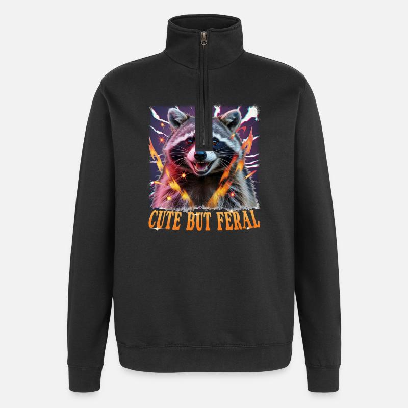 Drôle de raton laveur - Sweat à zip 1/4 - noir