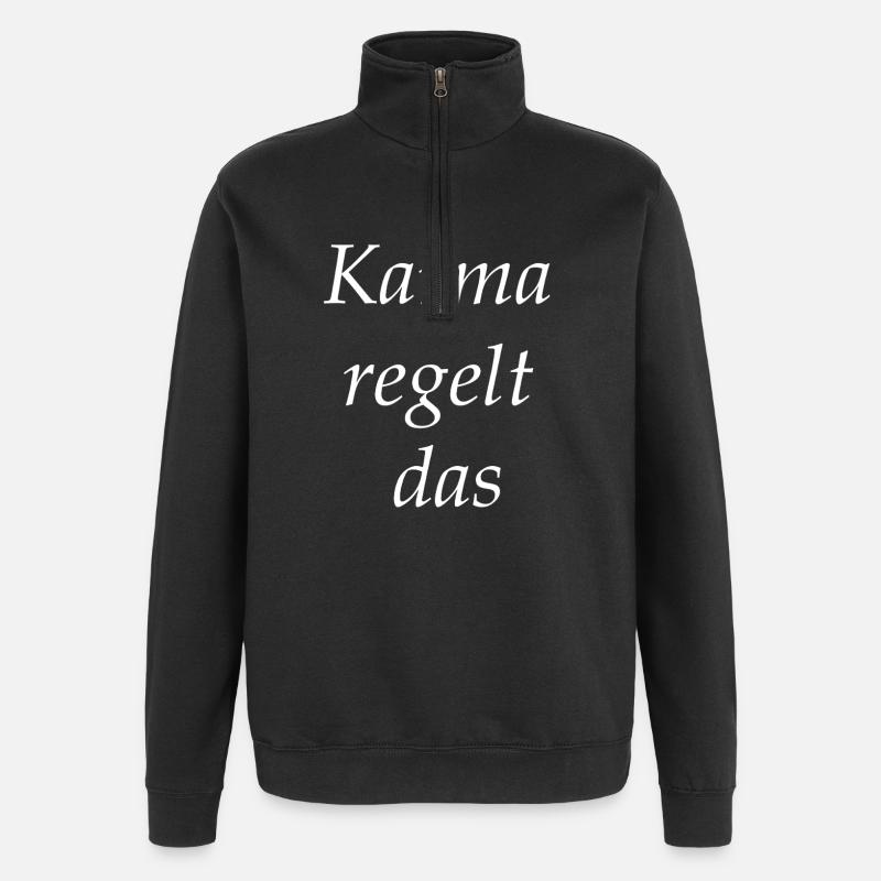 Karma regulates this - Quarter-Zip Sweatshirt - black
