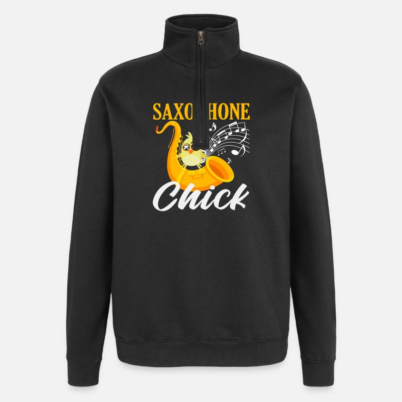 Saxophone Chick Saxophoniste Drôle - Sweat à zip 1/4 - noir