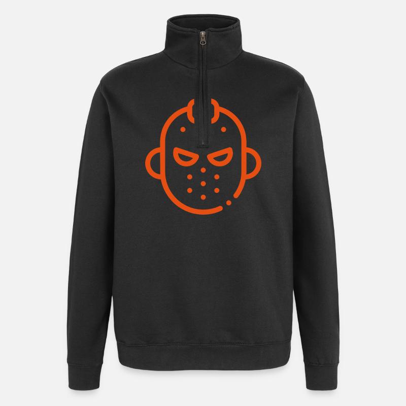 Maskikon Eishockey - Quarter-Zip-Sweatshirt - Schwarz