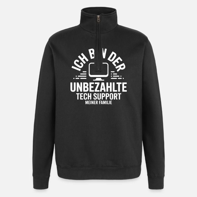 Unpaid family tech support - Quarter-Zip Sweatshirt - black