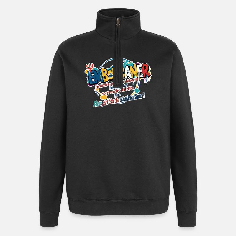 Marseille Slang Art - Emboucaner Expression Design - Sweat à zip 1/4 - noir