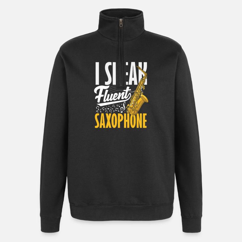 Je parle couramment saxophone, saxophoniste - Sweat à zip 1/4 - noir