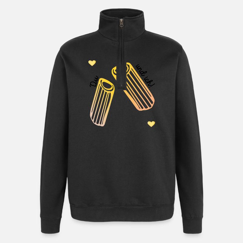 Amour des pâtes de la Saint-Valentin - Sweat à zip 1/4 - noir