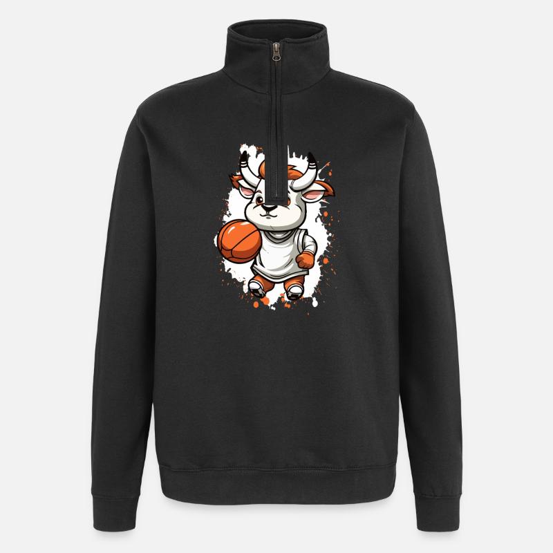 Basketball Bull Comic - Quarter-Zip Sweatshirt - black