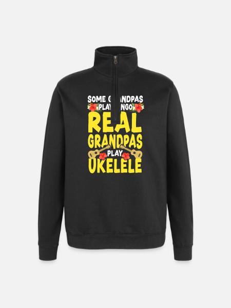 Hawaiian Ukulele Uke Grandpa Some - Quarter-Zip-Sweatshirt - Schwarz