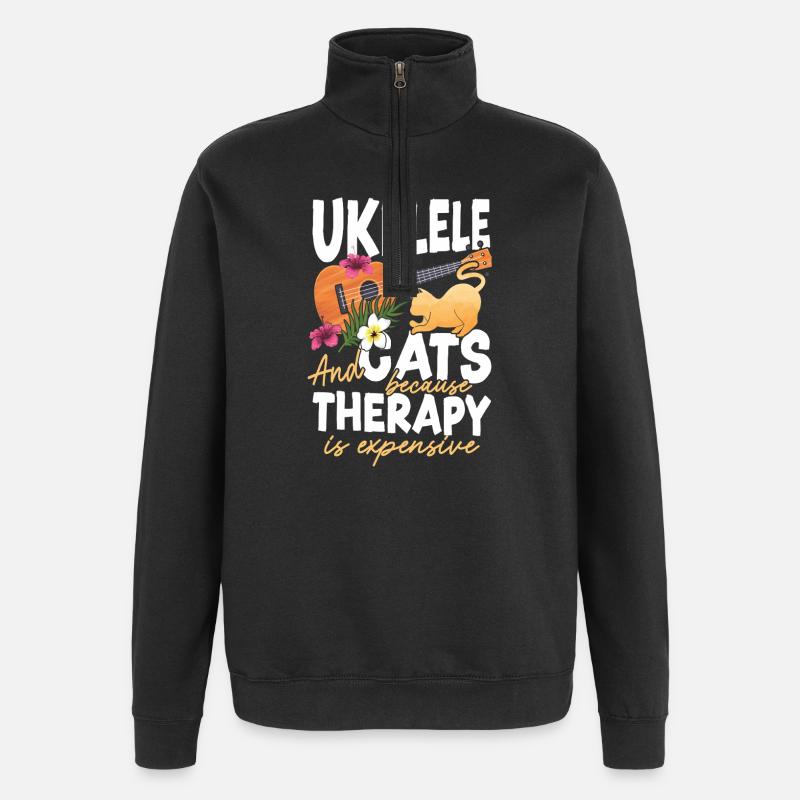 Ukulélé hawaïen ukulélé Ukulélé chat - Sweat à zip 1/4 - noir
