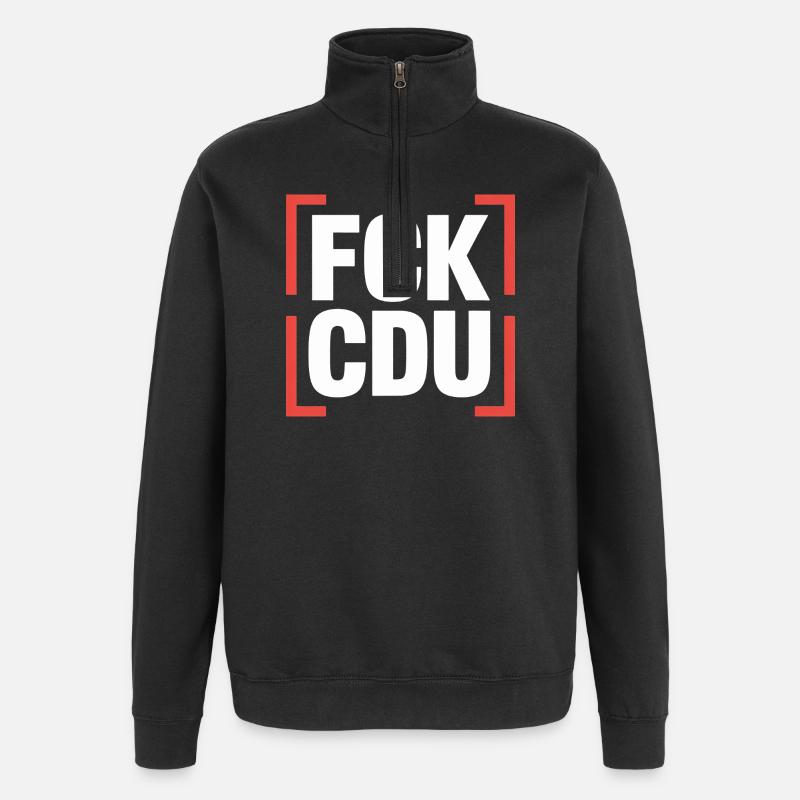FCK CDU - Logo anti-CDU/CSU - Sweat à zip 1/4 - noir