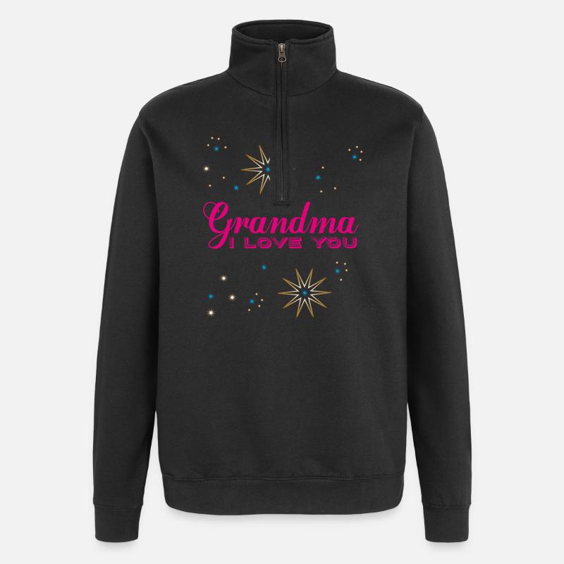 Mamie, je t’aime - Sweat à zip 1/4 - noir