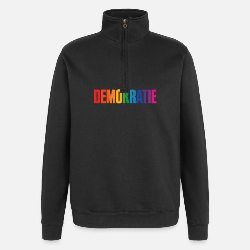 Democracy - Cool Pride Logo - Quarter-Zip Sweatshirt - black