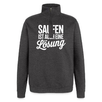 Saufen ist auch eine Lösung - Quarter-Zip-Sweatshirt - Anthrazit - Vorne - AI Model Female 172 light (172cm) & AI Model Male 178 dark (178cm)