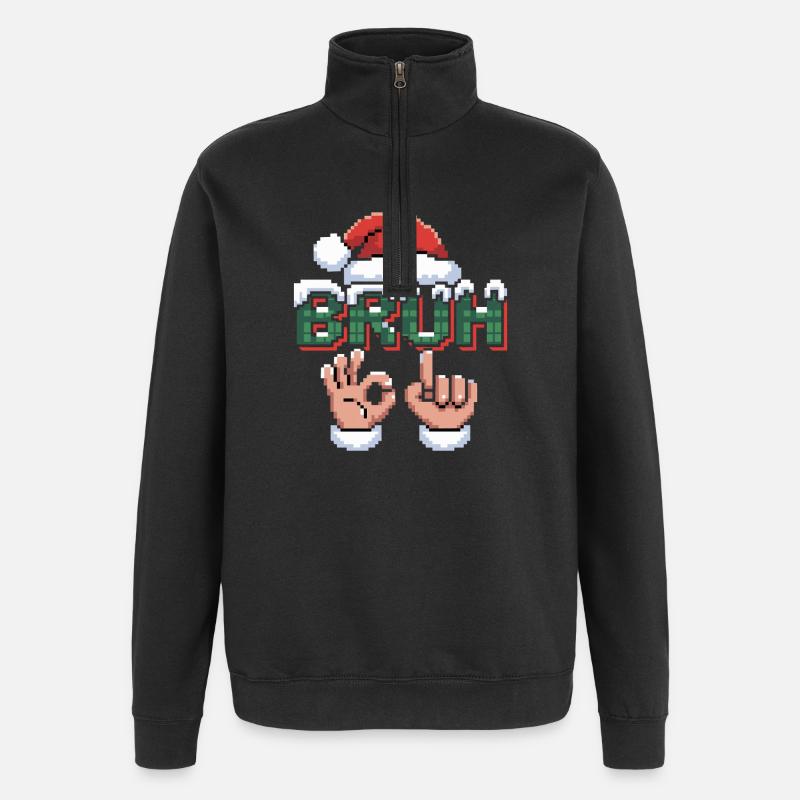 Santa 67 Bruh Weihnachtsmeme - Quarter-Zip-Sweatshirt - Schwarz