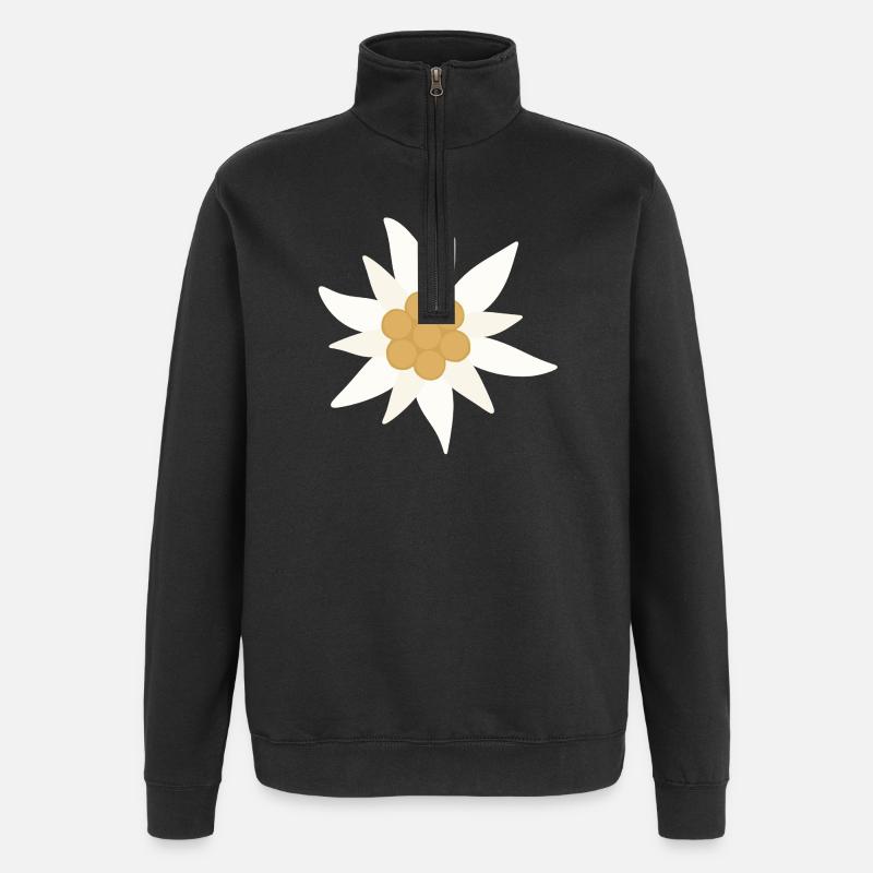 Fleur d’Edelweiss - Sweat à zip 1/4 - noir