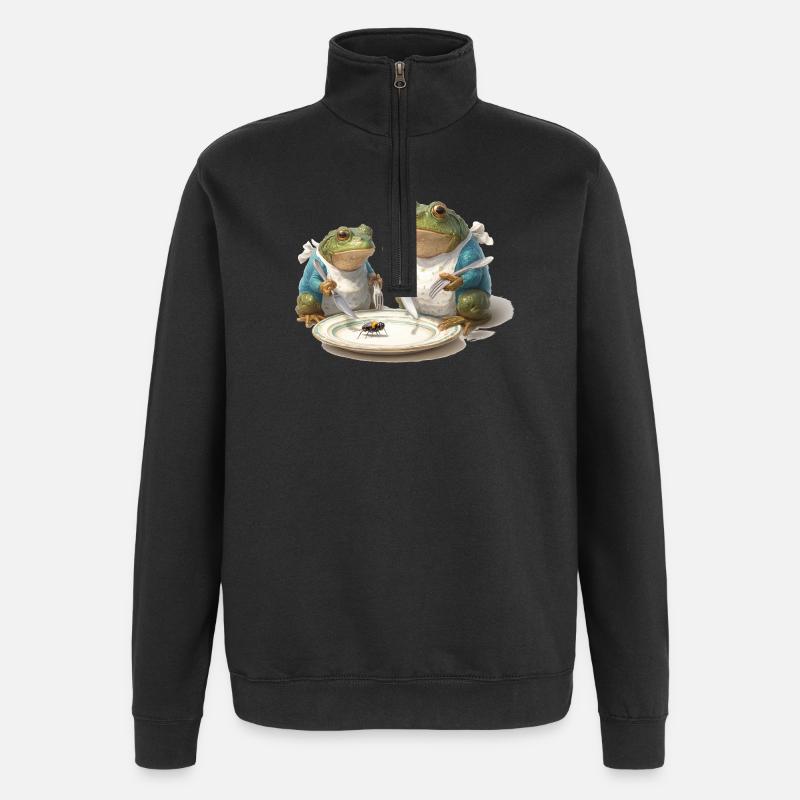 Frog Dinner: Fly on a Plate - Quarter-Zip Sweatshirt - black