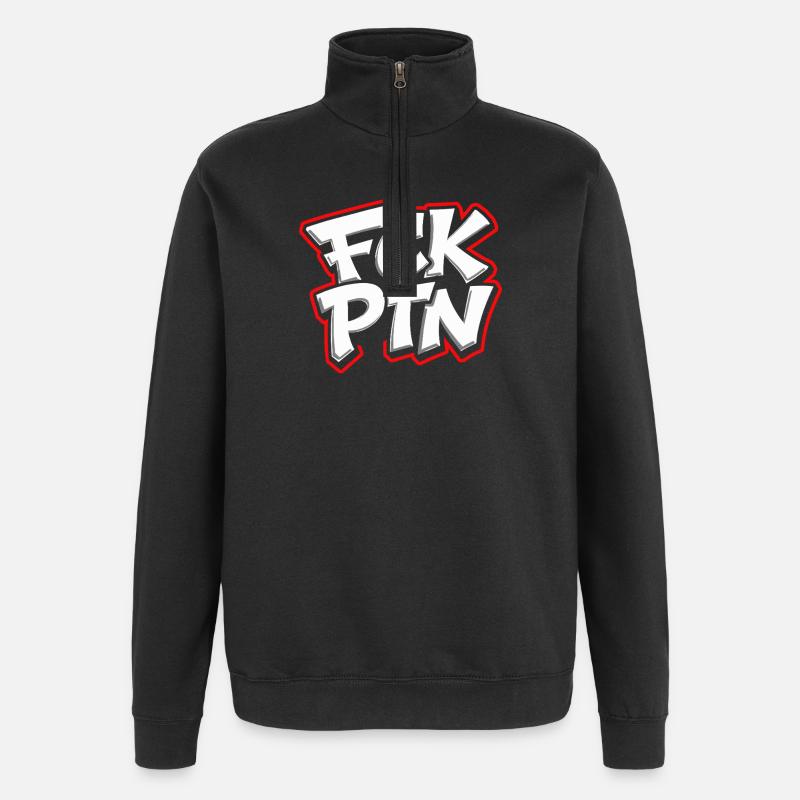 Déclaration anti-Poutine du FCK PTN - Sweat à zip 1/4 - noir