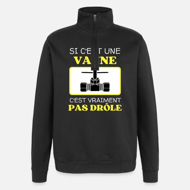 Une Vanne Pas Drôle - Sweat à zip 1/4 - noir