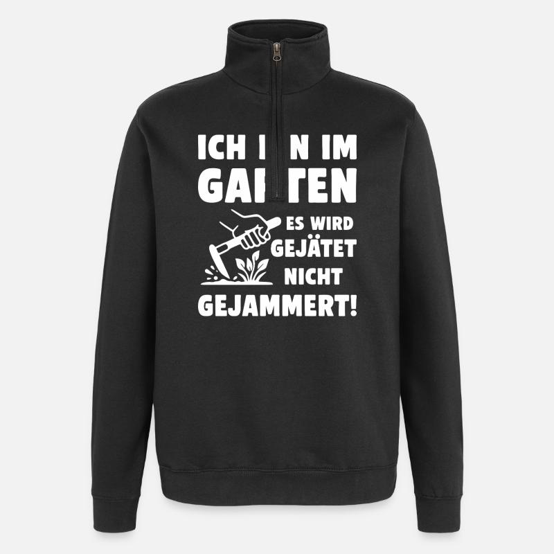 Im Garten wird gejätet statt gejammert - Quarter-Zip-Sweatshirt - Schwarz