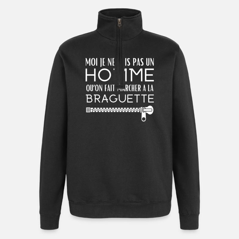 Walking with a fly - Quarter-Zip Sweatshirt - black