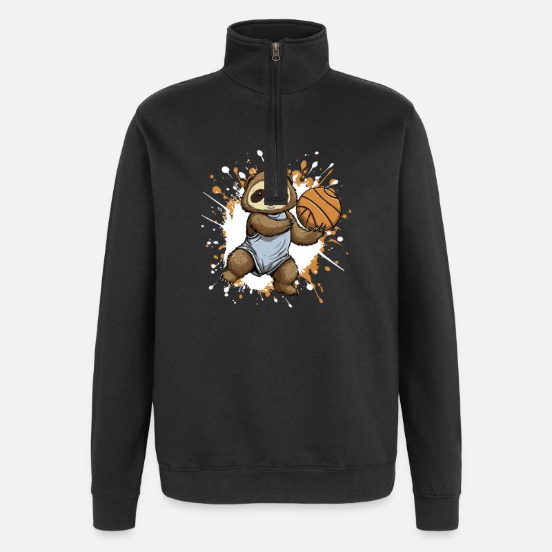 Faultier Basketball Splash - Quarter-Zip-Sweatshirt - Schwarz