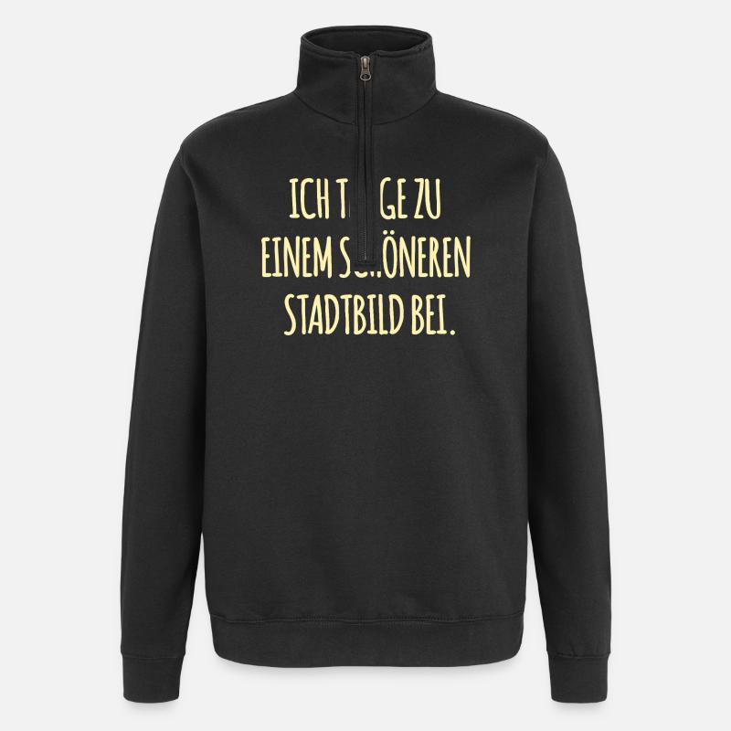 Drôle de moteur, paysage urbain - Sweat à zip 1/4 - noir